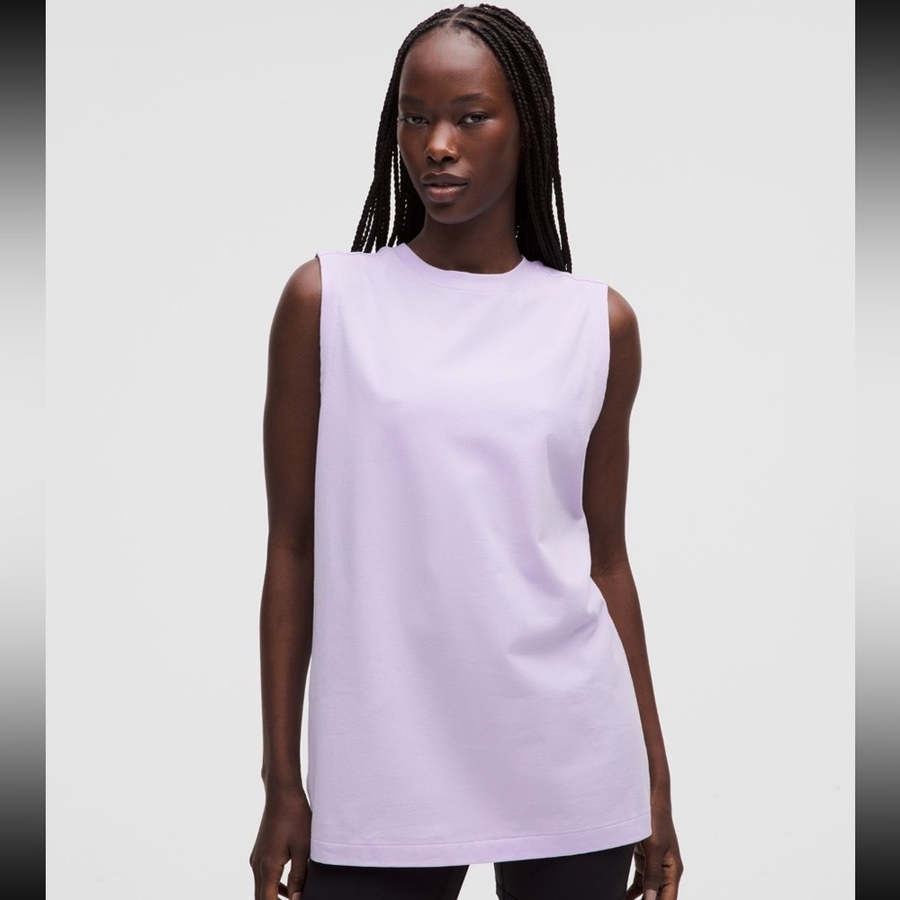 Lululemon All Yours Organic Cotton Tank – Lavender Frost, XS(oversized), NWT